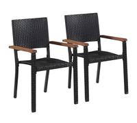 2x Outdoor Dining Chairs Poly Rattan Black Garden Patio Furniture Seat vidaXL