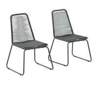 vidaXL 2x Outdoor Dining Chairs Poly Rattan 54x59x91cm Black Garden Patio Seat