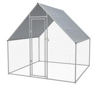 vidaXL Outdoor Chicken Cage – Galvanised Steel, PE Roof, Lockable, UV & Water-Resistant – 2x2x1.92 m