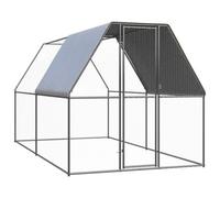 'vidaXL Outdoor Chicken Cage with Lock-Equipped Gate - 2x4x2m Galvanised Steel Bird Cage with Weather- Polyethylene Roof