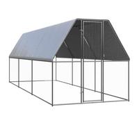 vidaXL Outdoor Chicken Cage 2X6X2 M Galvanised Steel, Silver