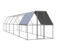 vidaXL Outdoor Chicken Cage Galvanised Steel Patio Chicken Hen House Coop Run