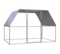 'vidaXL Outdoor Chicken Cage with Weather-Resistant Roof - Spacious and Secure Steel Enclosure for Chickens, Ducks, Hens in Silver Grey