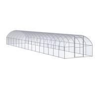 vidaXL Outdoor Chicken Coop 3x16x2 m Galvanised Steel Garden Poultry House