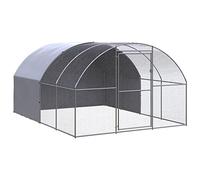 vidaXL Outdoor Chicken Coop 3x4x2 m Galvanised Steel Garden Poultry House
