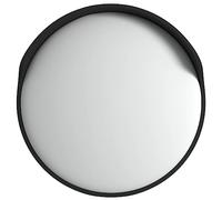 vidaXL Outdoor Convex Traffic Mirror, Shatter-Proof Polycarbonate Safety Driveway Mirror with Built-in Shade, Easy Installation, Accident Prevention, Black - 45 cm Diameter