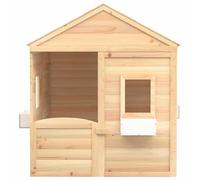 vidaXL Outdoor Cottage Playground - Solid Fir Wood Garden Playset with Open Windows, Flower Pots & Lockable Door for Kids 3-12 Years