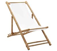 vidaXL Deck Chair Bamboo and Canvas Garden Beach Pool Outdoor Furniture Seat