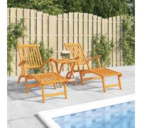 vidaXL Outdoor Deck Chairs with Footrests 2 pcs Solid Wood Acacia UK