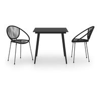 vidaXL Outdoor Dining Set 3 Piece PVC Rattan Black Garden Patio Furniture Set