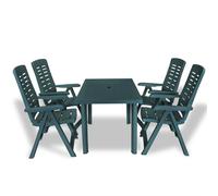 vidaXL Outdoor Dining Set 5 Piece 126x76x72cm Green Garden Table Folding Chair