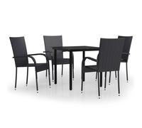 vidaXL Outdoor Dining Set 5 Piece Black Patio Garden Table Chair Furniture