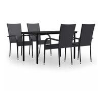 vidaXL Outdoor Dining Set 5 Piece Black Patio Garden Table Chair Furniture