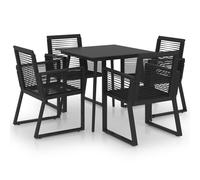 vidaXL Outdoor Dining Set 5 Piece PVC Rattan Black Garden Patio Furniture Set