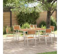 Outdoor Dining Set 7 pcs Brown Solid Teak Wood