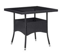 vidaXL Outdoor Dining Table Black Poly Rattan and Glass