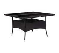 vidaXL Outdoor Dining Table Black Poly Rattan and Glass NEW