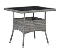 vidaXL Outdoor Dining Table Grey Poly Rattan and Glass