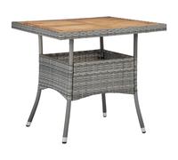 Outdoor Dining Table Grey Poly Rattan and Solid Acacia Wood GF0