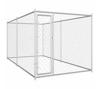 vidaXL Outdoor Dog Kennel 382X192X185cm, Silver