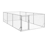 vidaXL Outdoor Dog Kennel Gate 2 x 4 x 1 m Galvanised Steel, Outdoor Dog Cage, Large Dog Cage, Outdoor Dog Run