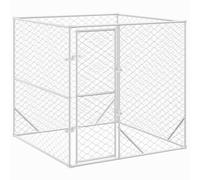'vidaXL Outdoor Dog Kennel - Silver 2x2x2 m Galvanised Steel - Versatile Enclosure with Lockable Door and Mesh Design for Pets