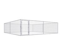 vidaXL Outdoor Dog Kennel Galvanised Steel 4X4X1 M, Silver