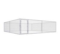 vidaXL Outdoor Dog Kennel Galvanised Steel 4X4X1 M, Silver