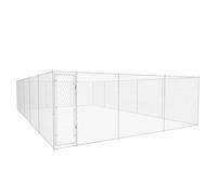 vidaXL Outdoor Dog Kennel Galvanised Steel 950x570x185 cm with Lockable Gate, Chain-Link Fence, 4 Anchors (145036)