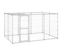 vidaXL Outdoor Dog Kennel Galvanised Steel with Roof 7.26 m? Patio Dog Cage