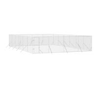 'vidaXL Outdoor Dog Kennel Silver - Spacious 8x12x2 m Galvanized Steel Animal Enclosure with Lockable Door - Ideal for Dogs, Chickens, Rabbits