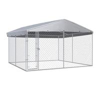 vidaXL outdoor dog kennel - Spacious and Durable Galvanised Steel Construction with Weather-Resistant Roof, Safe and Ventilated - 382x382x225 cm