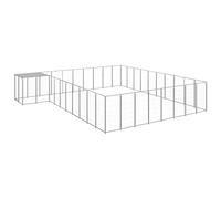 vidaXL Outdoor Dog Kennel - Spacious, Weatherproof, Safety Lock for Secure Environment, Easy Assembly, Silver Powder-Coated Steel