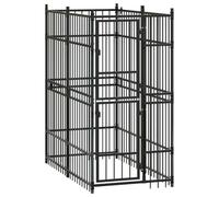 vidaXL Outdoor Dog Kennel Steel 1.84 m?, Black