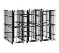 vidaXL Outdoor Dog Kennel Steel 5.53 m? Garden Patio Puppy Enclosure Dog House
