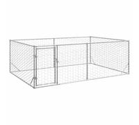 vidaXL Outdoor Dog Kennel with Door - 3x2x1 m Galvanised Steel Dog Cage, Mesh Design, Secure Pet Enclosure, U