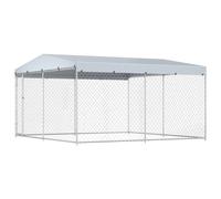 vidaXL Outdoor Dog Kennel with Roof 382x382x225 cm