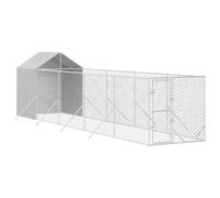 'vidaXL Outdoor Dog Kennel with Roof - Robust Galvanised Steel Construction, Versatile Enclosure with Lockable Door, Water & UV resistant, Silver Colour, Best for Dogs & Small Animals