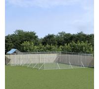 "vidaXL Spacious Outdoor Dog Kennel with Roof - Silver - Made from Sturdy Galvanised Steel for Safety and Durability - Ideal for Dogs, Chickens, Rabbits, Ducks and Other Small Animals"