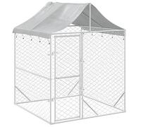 vidaXL Outdoor Dog Kennel with Roof Silver 2x2x2.5 m Galvanised Steel