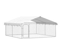 vidaXL Outdoor Dog Kennel with Roof, Spacious Steel Dog House with Secure Entry, Suitable for Exercise and Play