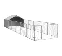 vidaxl outdoor dog kennel with run - galvanised steel pet cage 8x2x1.5 m - spacious, weather resistant, secure and durable with cover
