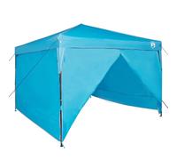 vidaXL Outdoor Event Tent Oxford Fabric Blue 300 x 227/236/245 cm Stable Structure with Modern Silver Glue, PA Coating, Prefabricated Frame, Carry Bag, Rope and Pegs
