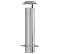vidaXL Outdoor Fireplace Extension Stainless Steel Polished Silver Finish 25cm x 82cm Easy to Move Includes Weather Protection Cover Modern Design Durable
