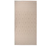 vidaXL Outdoor Flatweave Rug Runner - Brown Stripes, UV Resistant, Weather Resistant, 100 x 200 cm, Polypropylene, Patio, Balcony, Indoor