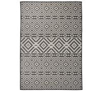 vidaXL Outdoor Flatweave Rug 140x200 cm Black Stripes