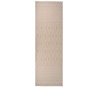 vidaXL Outdoor Flatweave Rug - Brown Stripes Polypropylene Mat for Patio, Deck, Indoor Areas - Weather/UV Resistant, 80x250 cm