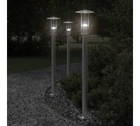 (silver, 100 cm/ 1 pcs) vidaXL Outdoor Floor Lamps Garden Standing Lamp 3pcs Black Stainless Steel