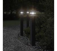(with outlet, 80 cm/ 1 pcs) vidaXL Outdoor Floor Lamps with Sensors Pathway Standing Lamp Black Aluminium