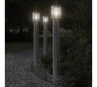 vidaXL Outdoor Floor Lamp with Outlet Silver 110cm Stainless Steel